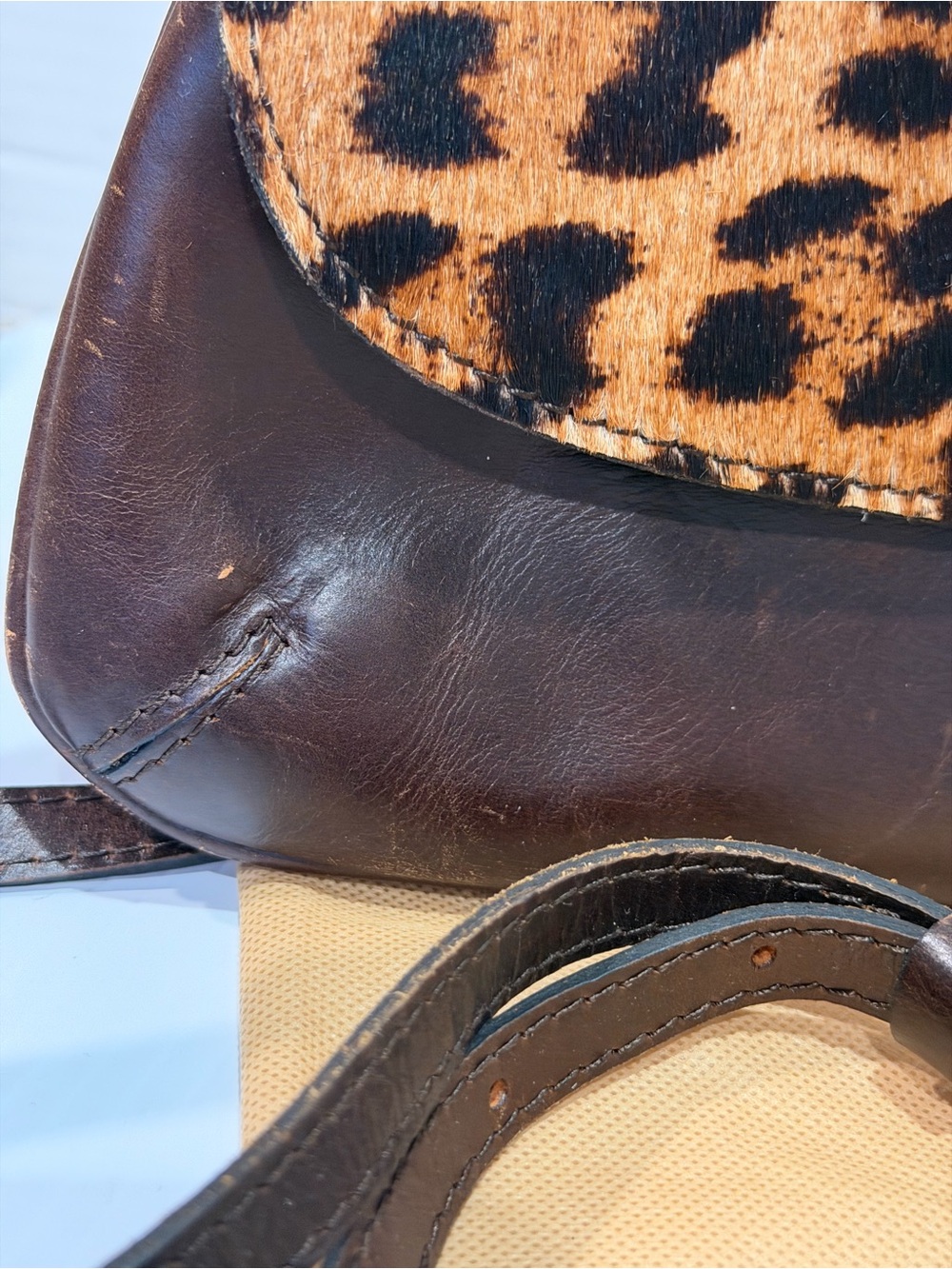 Patricia Nash Brown Leopard Print Crossbody Bag Adjustable Strap Dust Bag - Picture 4 of 9